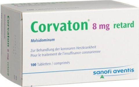 При плохой переносимости нитратов врач может назначить Корватон (молсидомин)